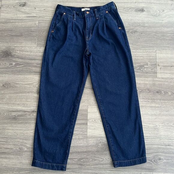MADEWELL Baggy Straight Jeans Size 30 Woodham Blue Pleated Denim Trouser 90s - Picture 1 of 12